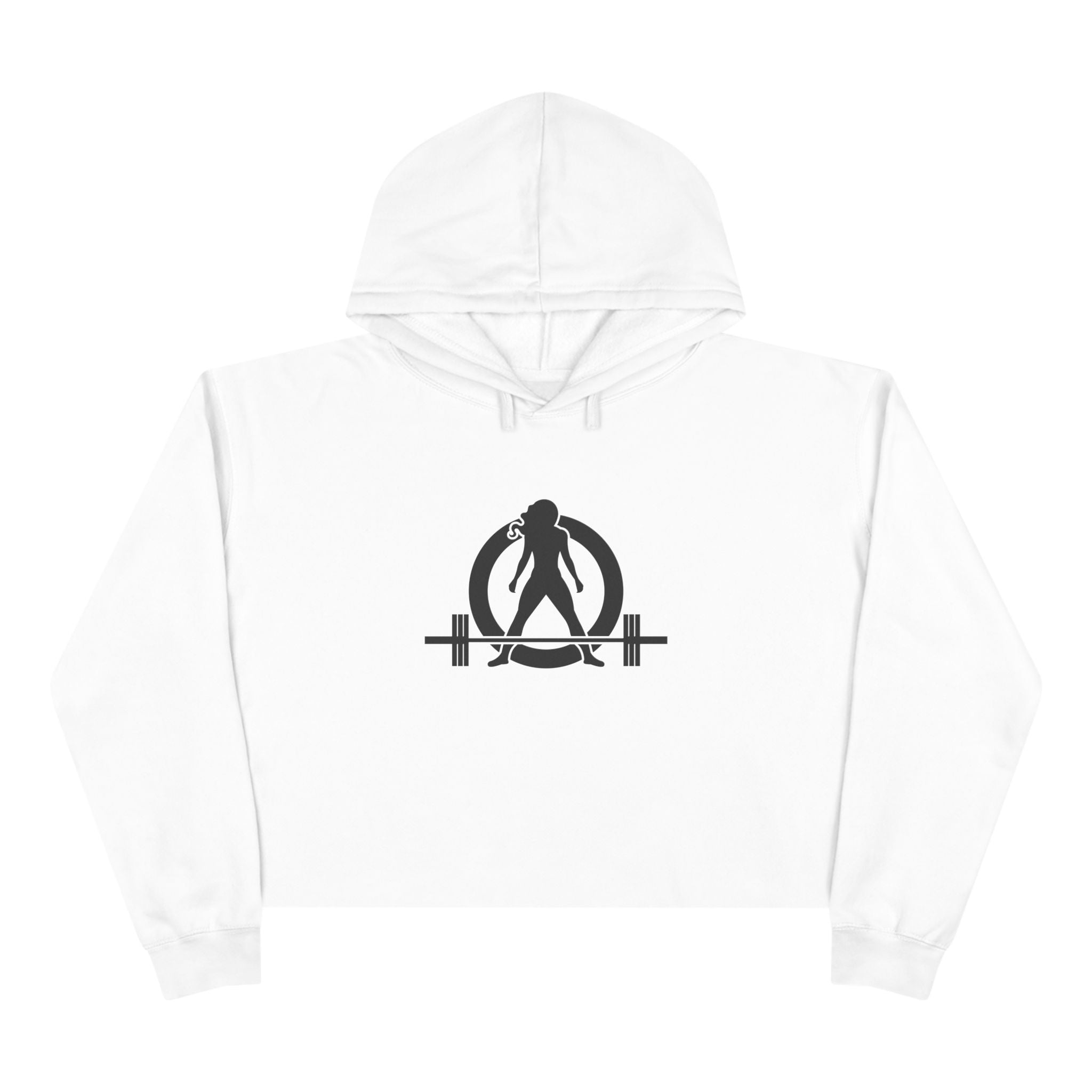 Empowered Crop Hoodie – For Strong Women Who Lift - Black Classic Logo