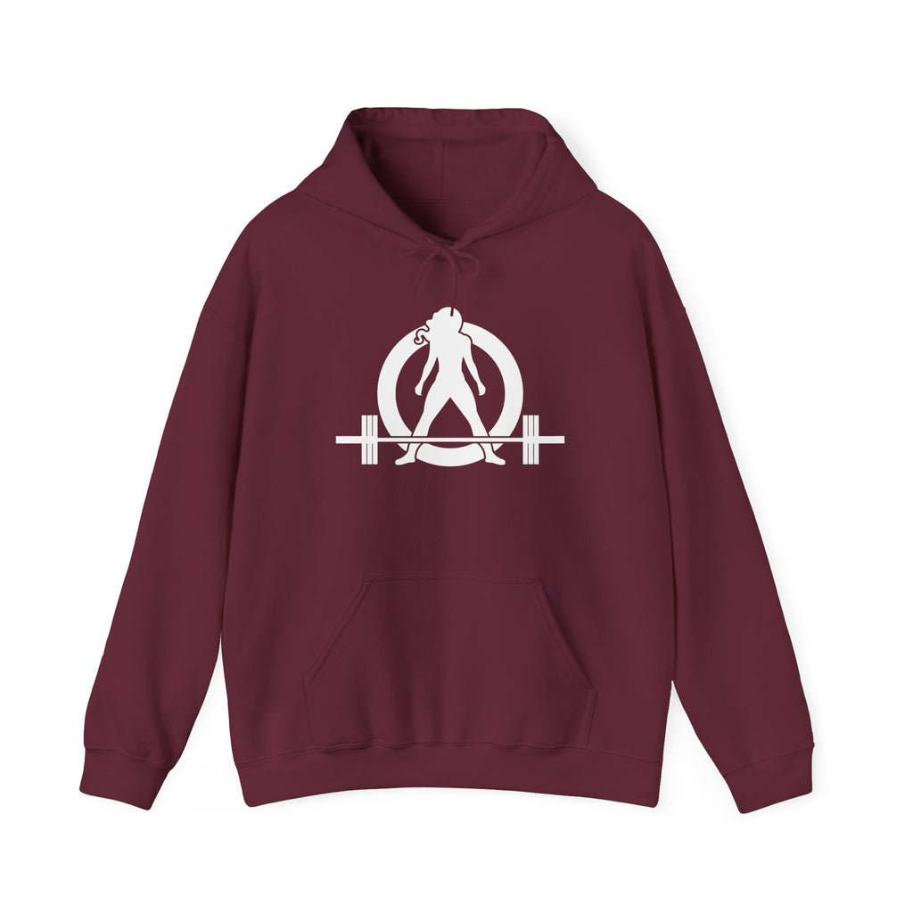 Lift Heavy Run Fast - Unisex Heavy Blend Hooded Sweatshirt - Front White & Back Logo