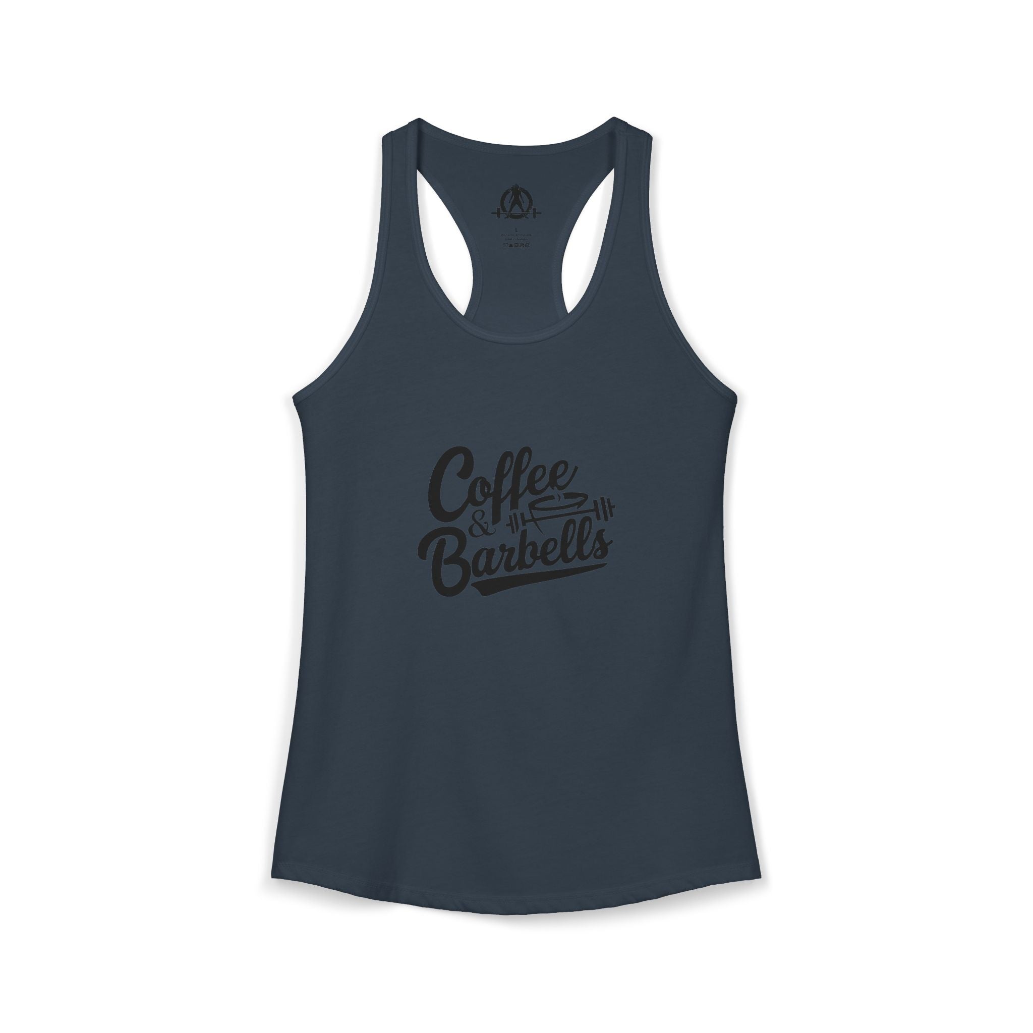 Coffee & Barbells - Women's Ideal Racerback Tank - Black Logo Plain Back
