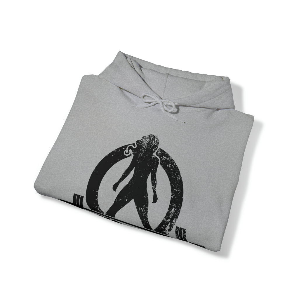 Distressed Black Logo - Plain Back - Unisex Heavy Blend Hooded Sweatshirt