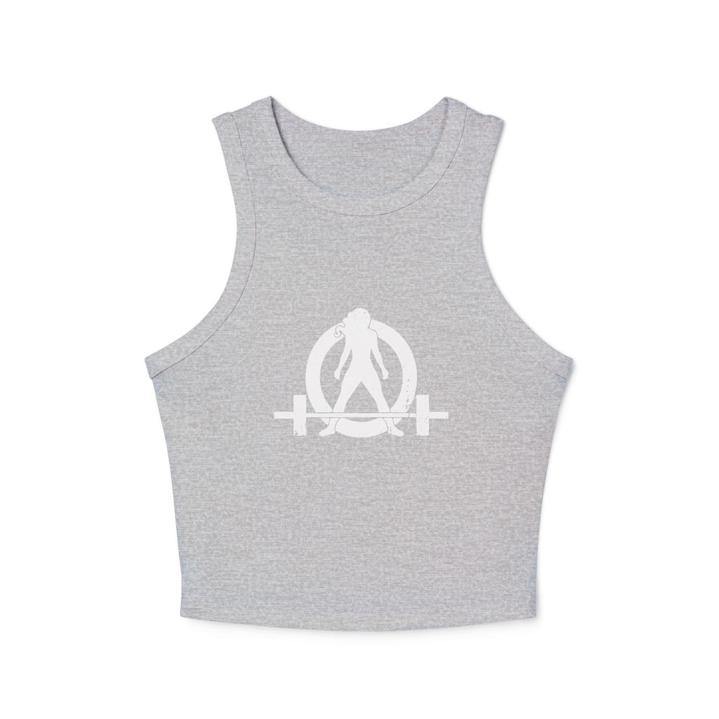 Women's Micro Rib Racer Tank Top - White Classic Logo