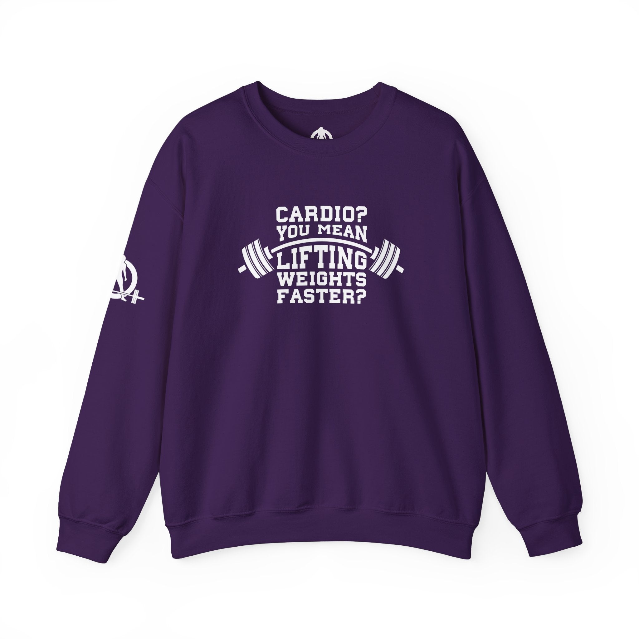 Cardio = Lift Weights Faster - Unisex Heavy Blend™ Crewneck Sweatshirt - Front  Logo