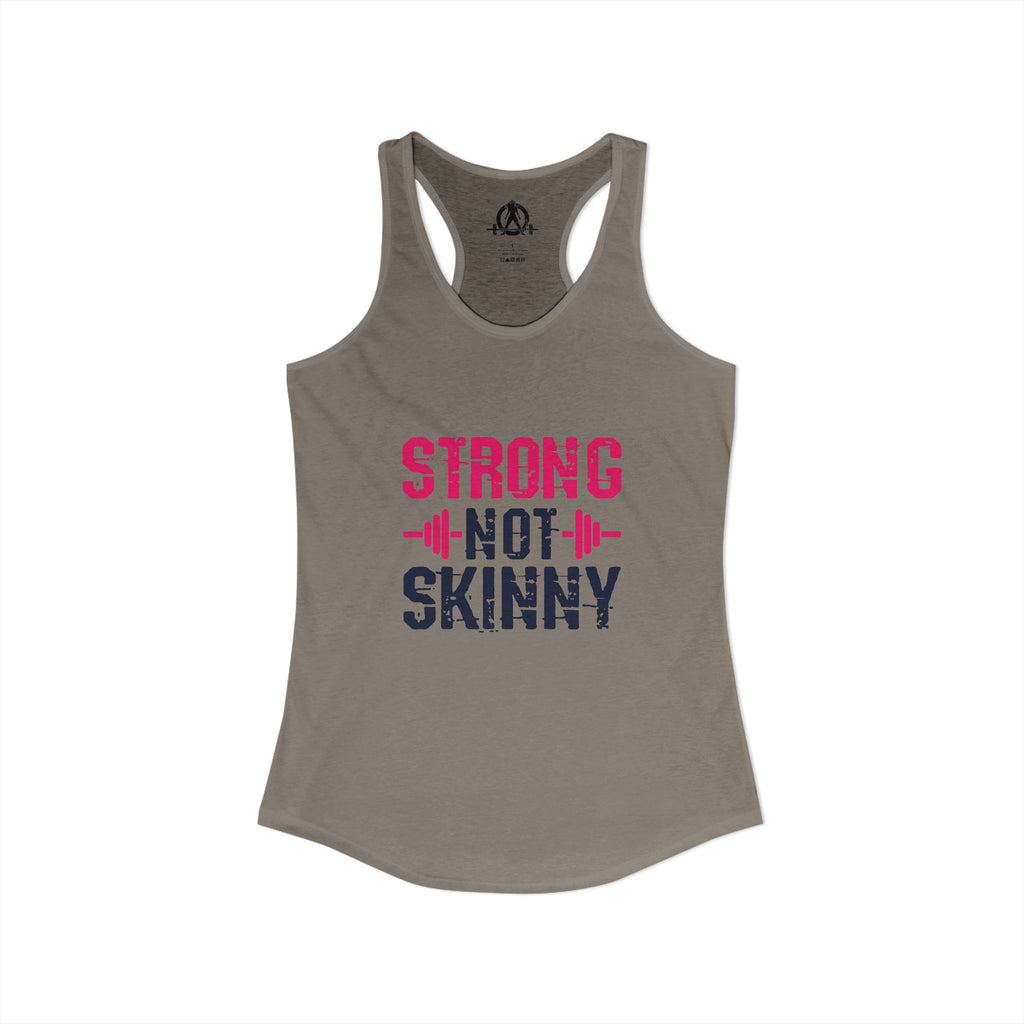 Strong Not Skinny - Color Distressed Logo - Women's Ideal Racerback Tank - Front & Back Print