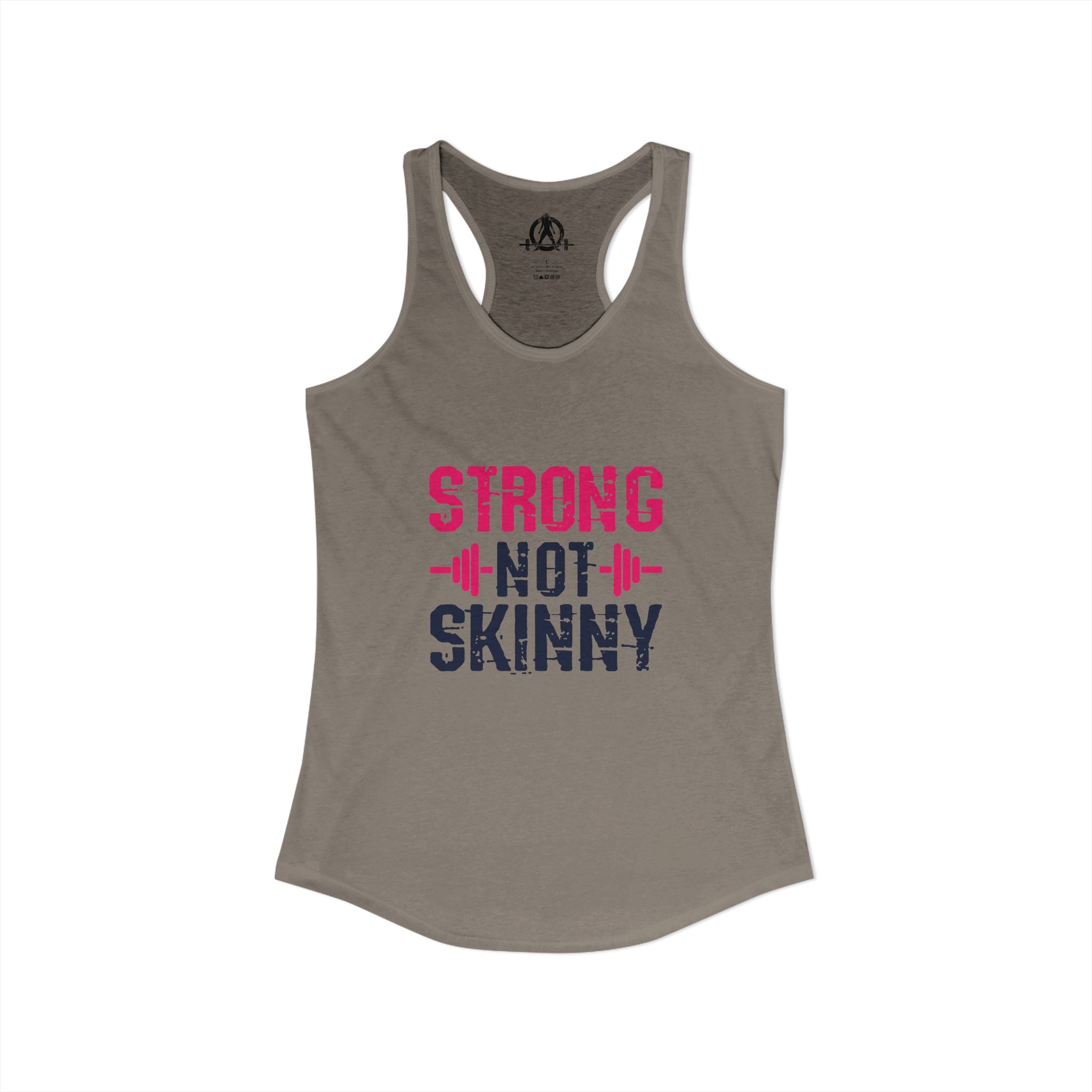 Strong Not Skinny - Color Distressed Logo - Women's Ideal Racerback Tank - Front & Back Print