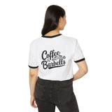 Coffee & Barbells  - Unisex Cotton Ringer T-Shirt - Black Logo Front & Back