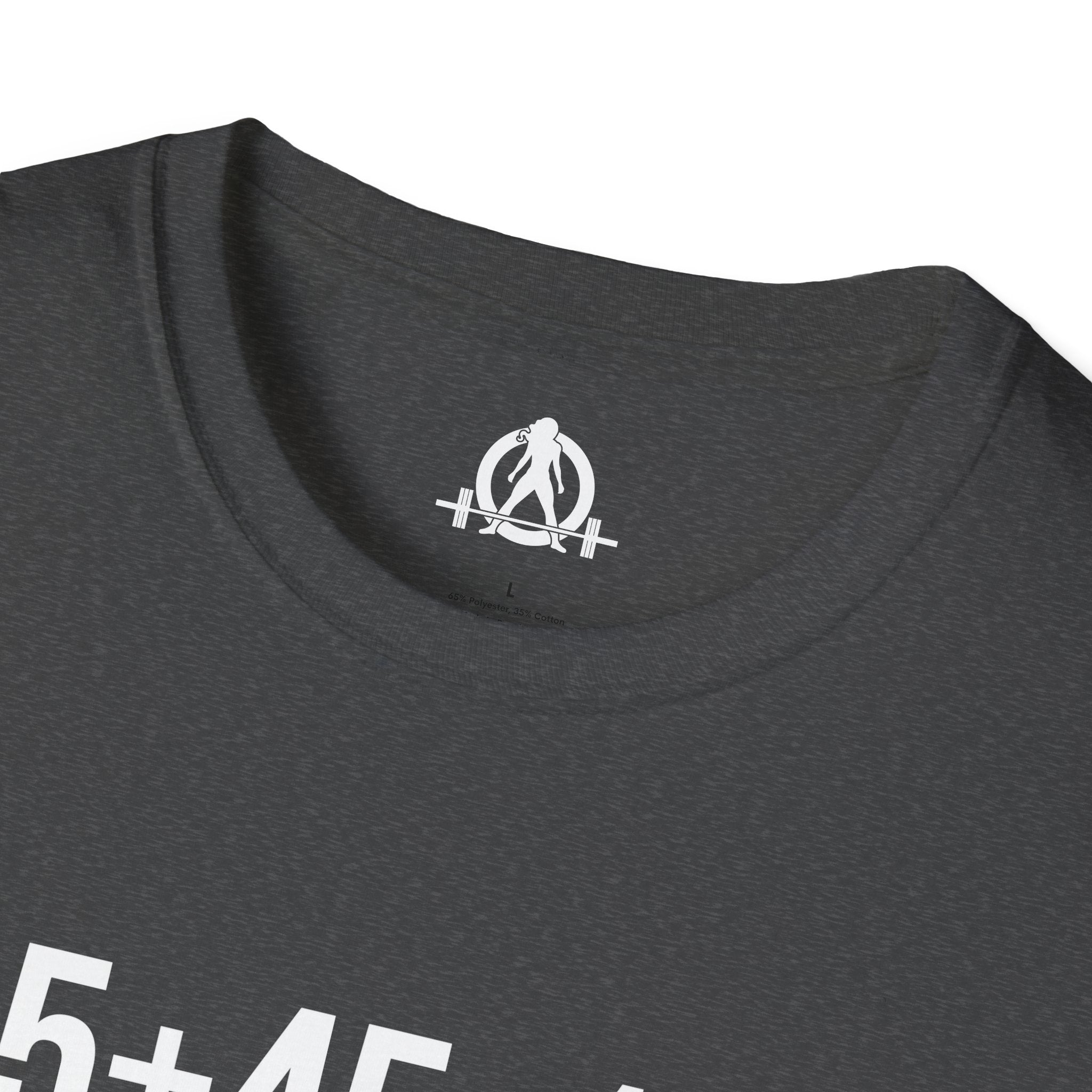 45 + 45 = 135  - Unisex Softstyle T-Shirt - Print on Front Plain Back