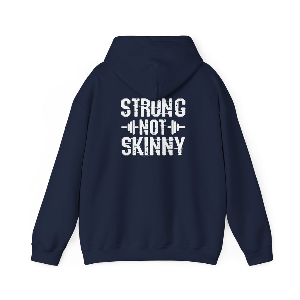 Strong Not Skinny - Unisex Heavy Blend Hooded Sweatshirt - White Distressed Logo