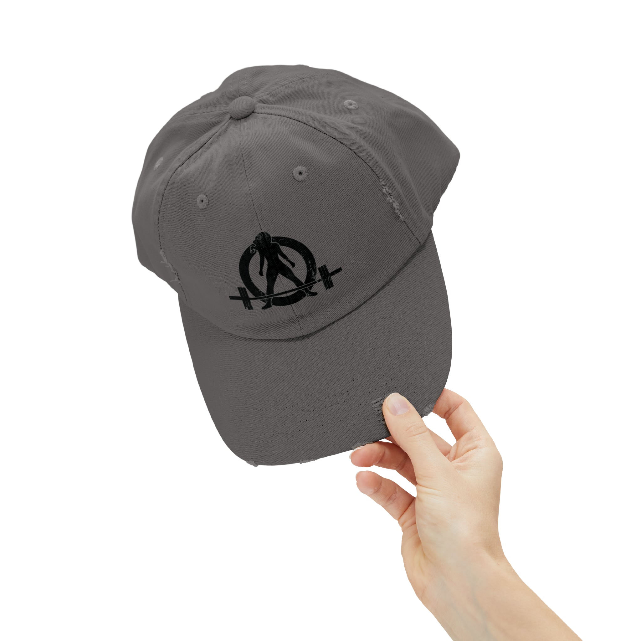 Unisex Distressed Cap - Classic Black Logo