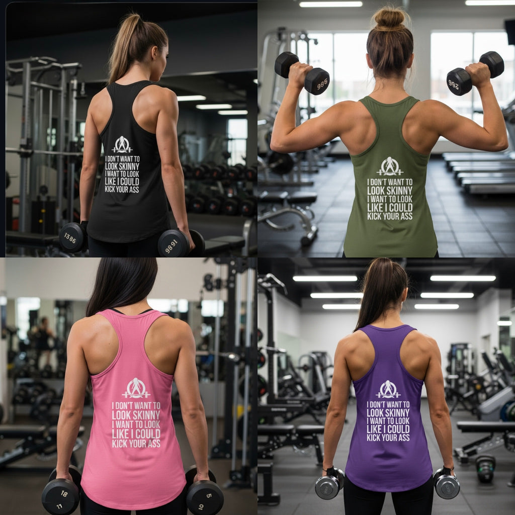 Kick Your Ass + WWLW - White Logo - Ideal Racerback Tank - V2