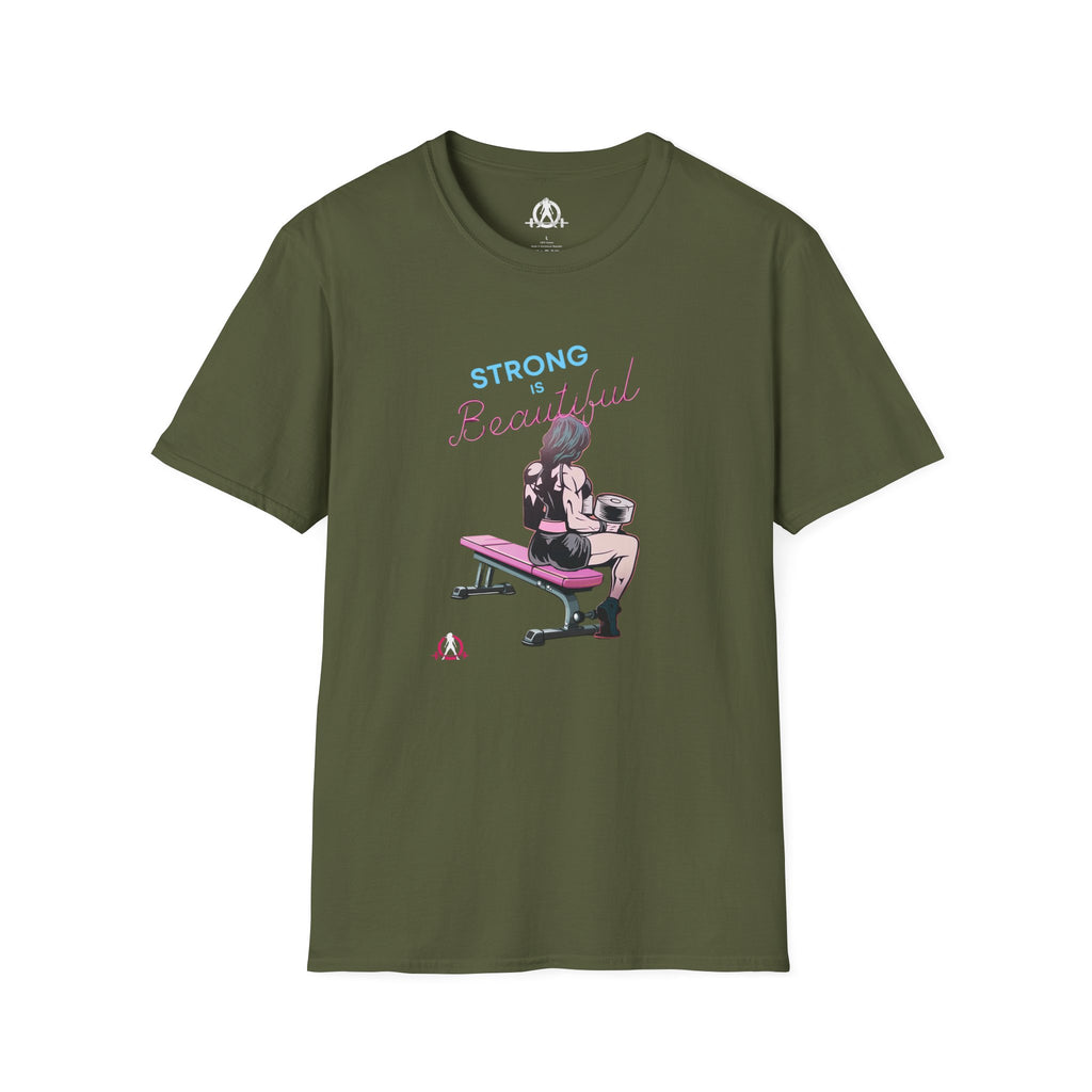 Strong Is Beautiful - Comic - Unisex Softstyle T-Shirt - White Print on Front Plain Back
