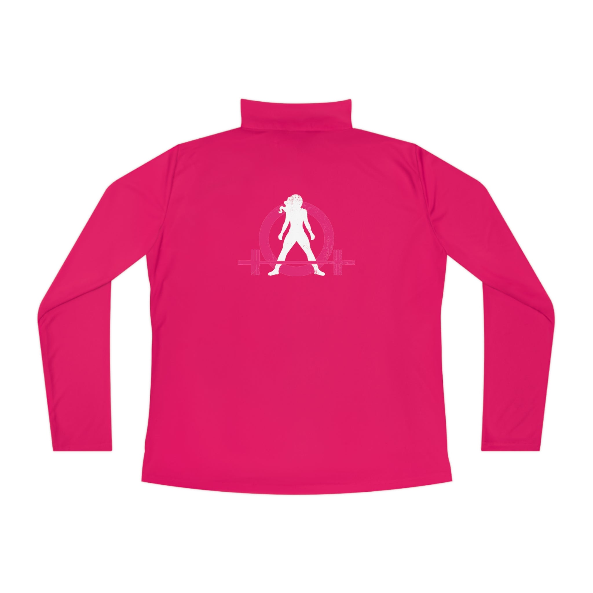 Ladies Quarter-Zip Pullover - Black Distressed Logo