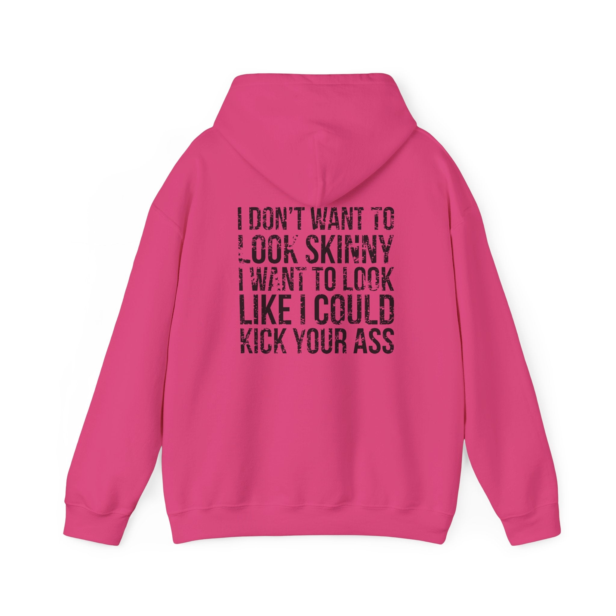 Kick Your Ass - Unisex Heavy Blend Hooded Sweatshirt  - Distressed White Logo Front & Back
