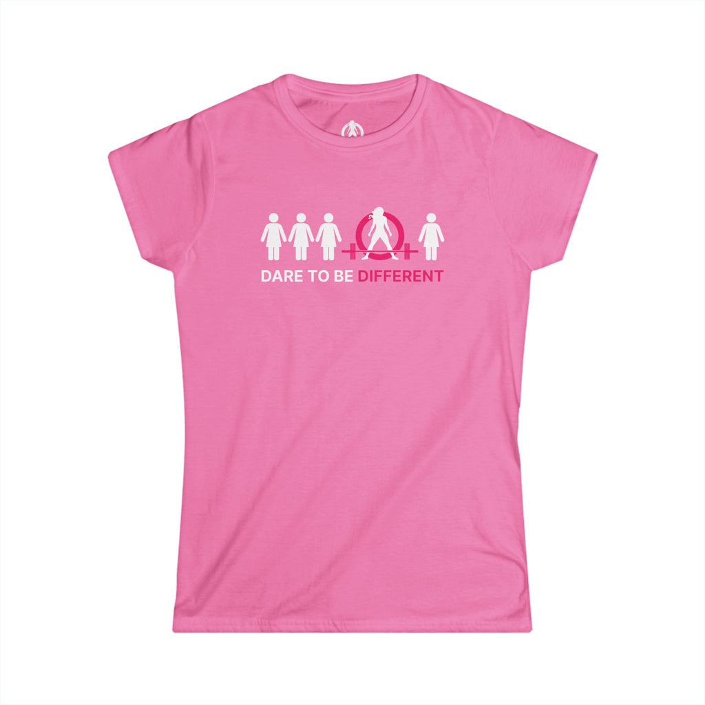 Dare To Be Different - Deadlift - Women's Softstyle Tee - Logo on Front - Plain Back
