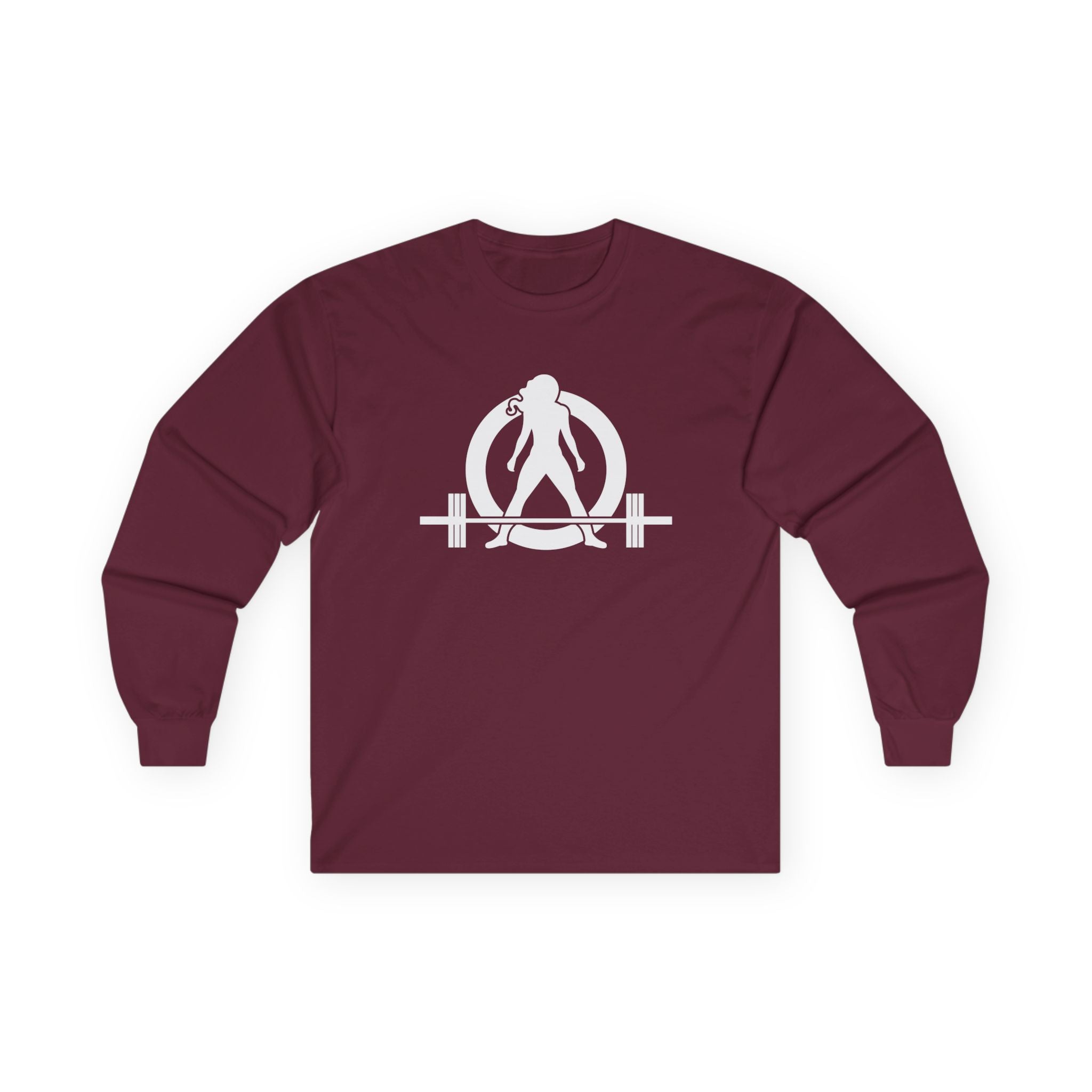 Lift Heavy Run Fast - Ultra Cotton Long Sleeve Tee - White Logo Front & Back