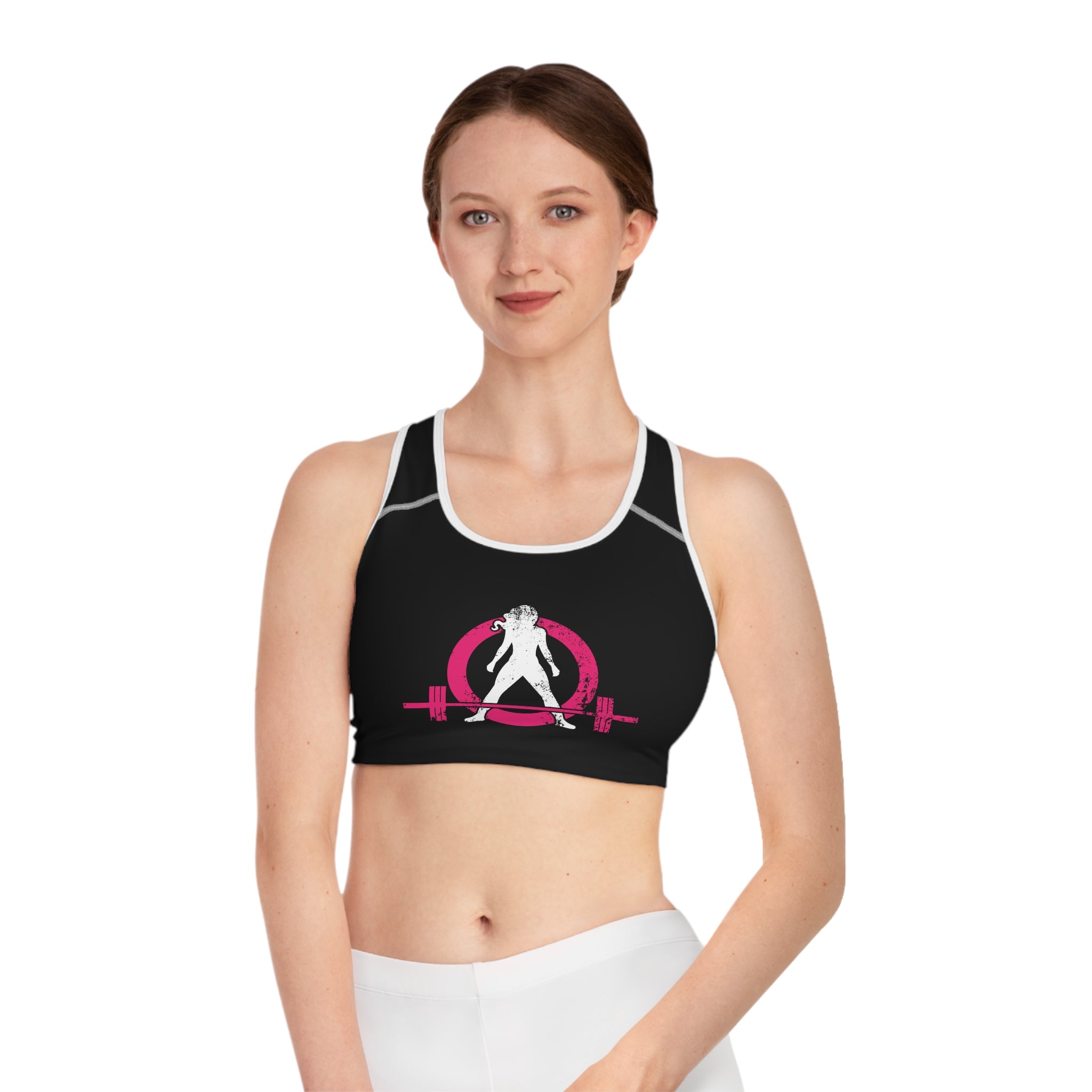 WWLW Sports Bra (AOP) - Color Distressed Logo - Black