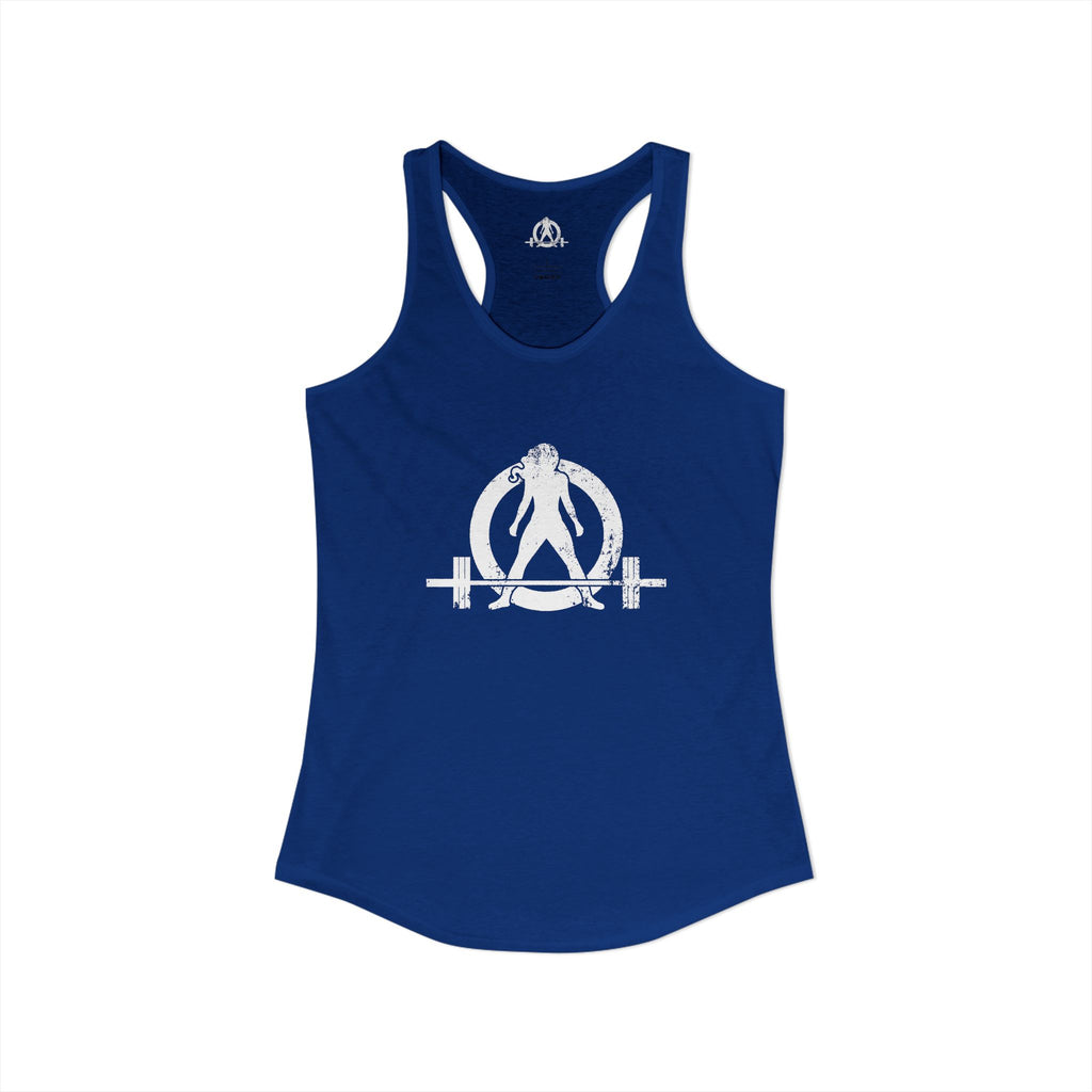 I Could Squat You - Women's Ideal Racerback Tank - White Logo Front & Back