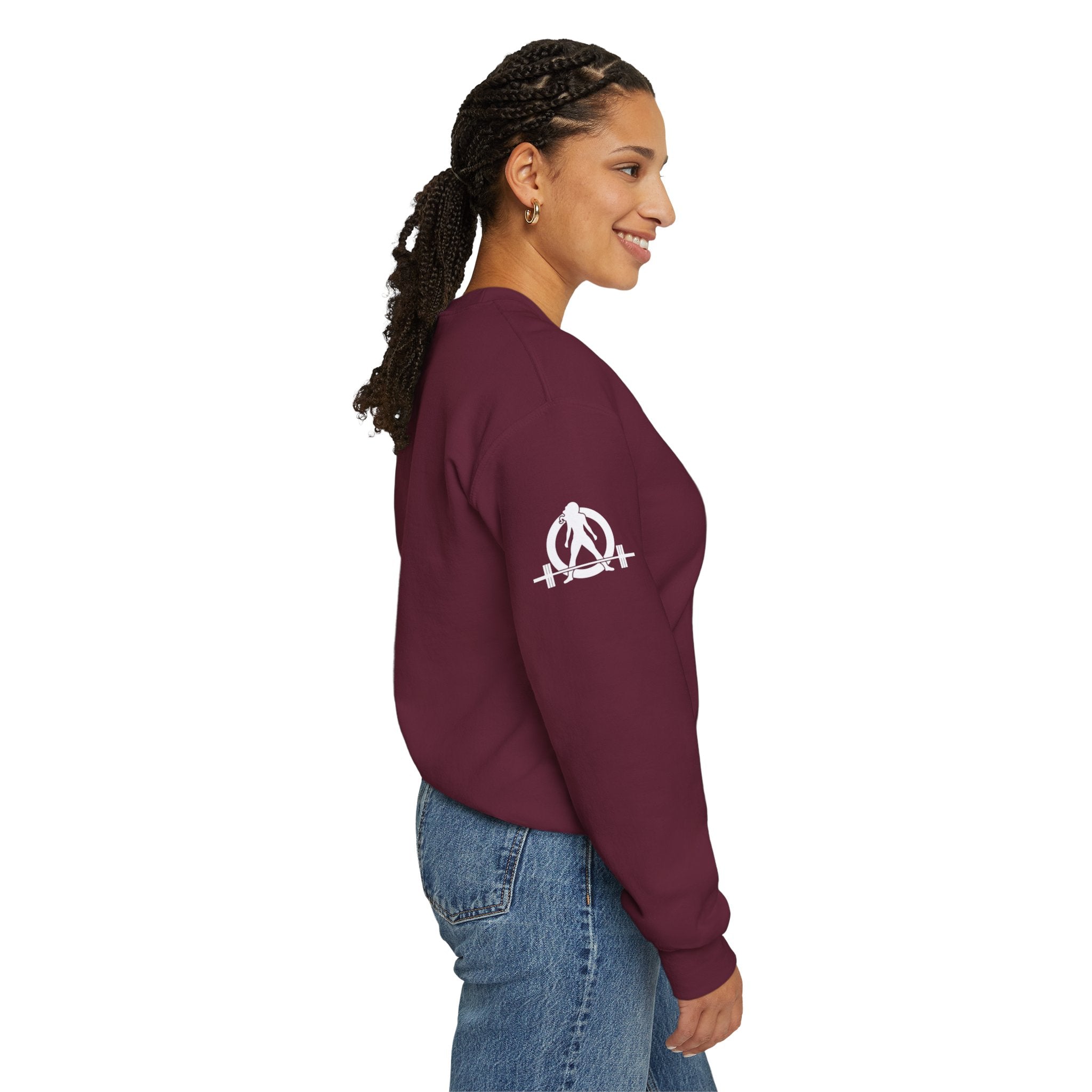 Iron Sharpens Iron - Unisex Heavy Blend™ Crewneck Sweatshirt - Front White Logo - Plain Back