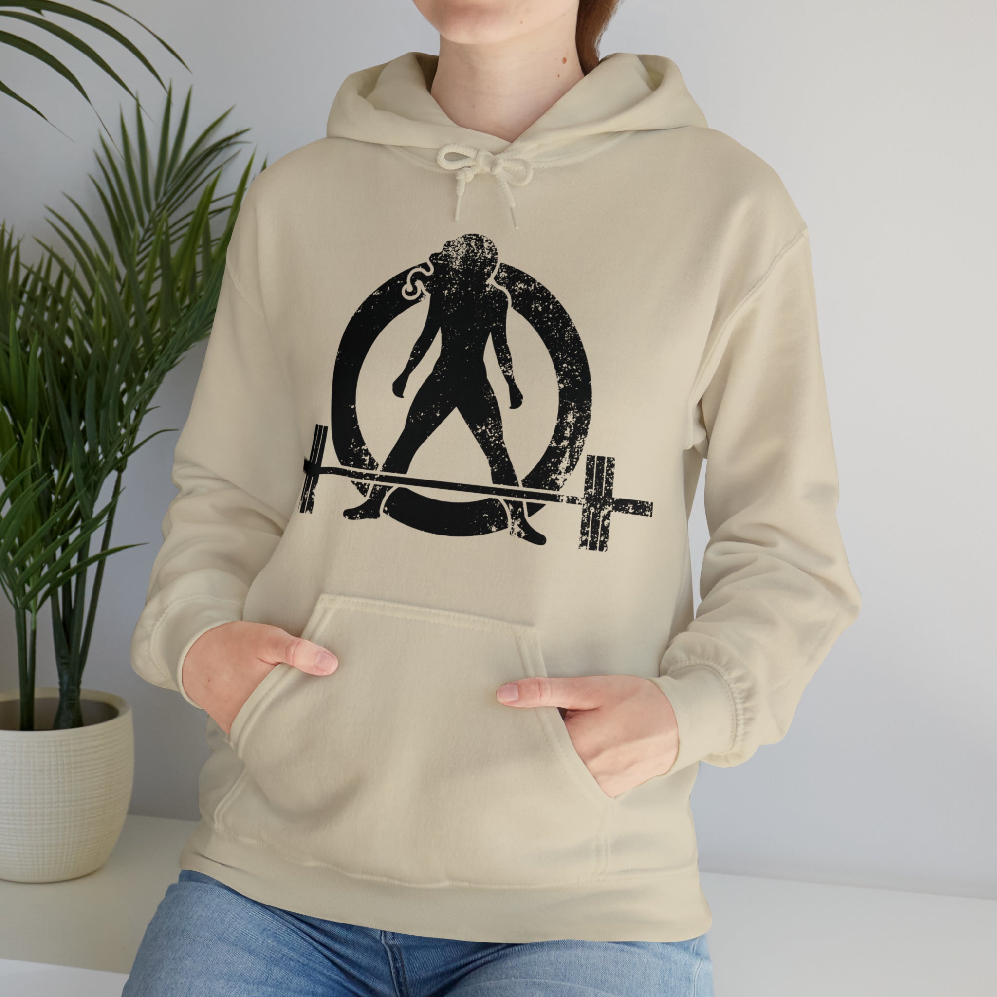Distressed Black Logo - Plain Back - Unisex Heavy Blend Hooded Sweatshirt
