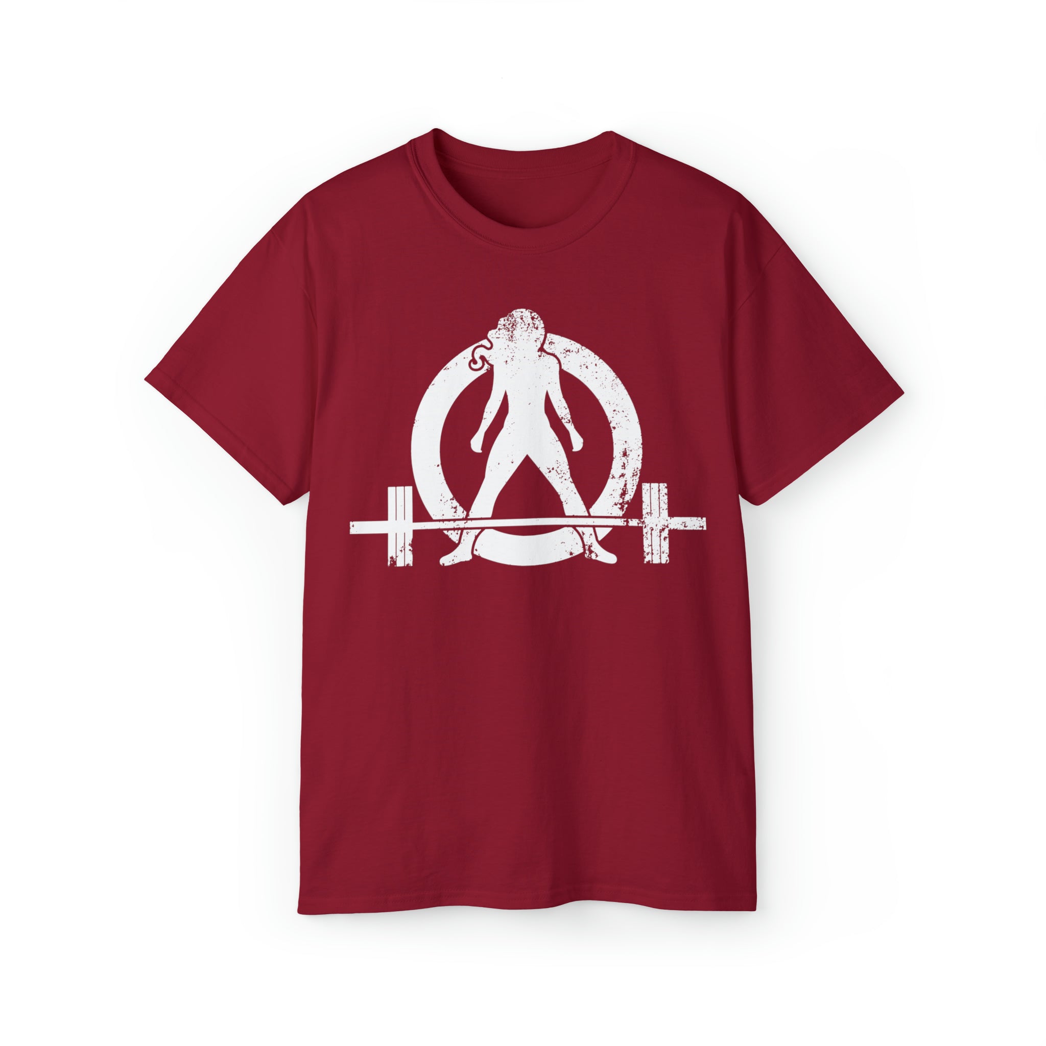 Unisex Ultra Cotton Tee - Distressed White Logo - Plain Back