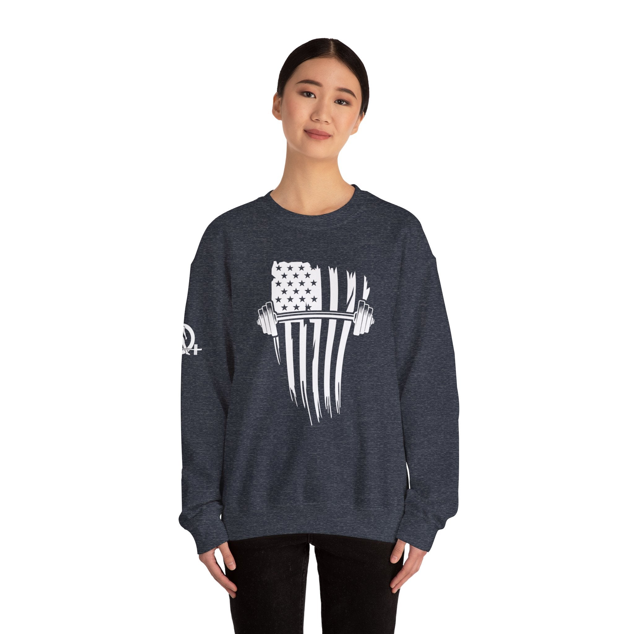 USA Barbell - Unisex Heavy Blend™ Crewneck Sweatshirt - White Logo