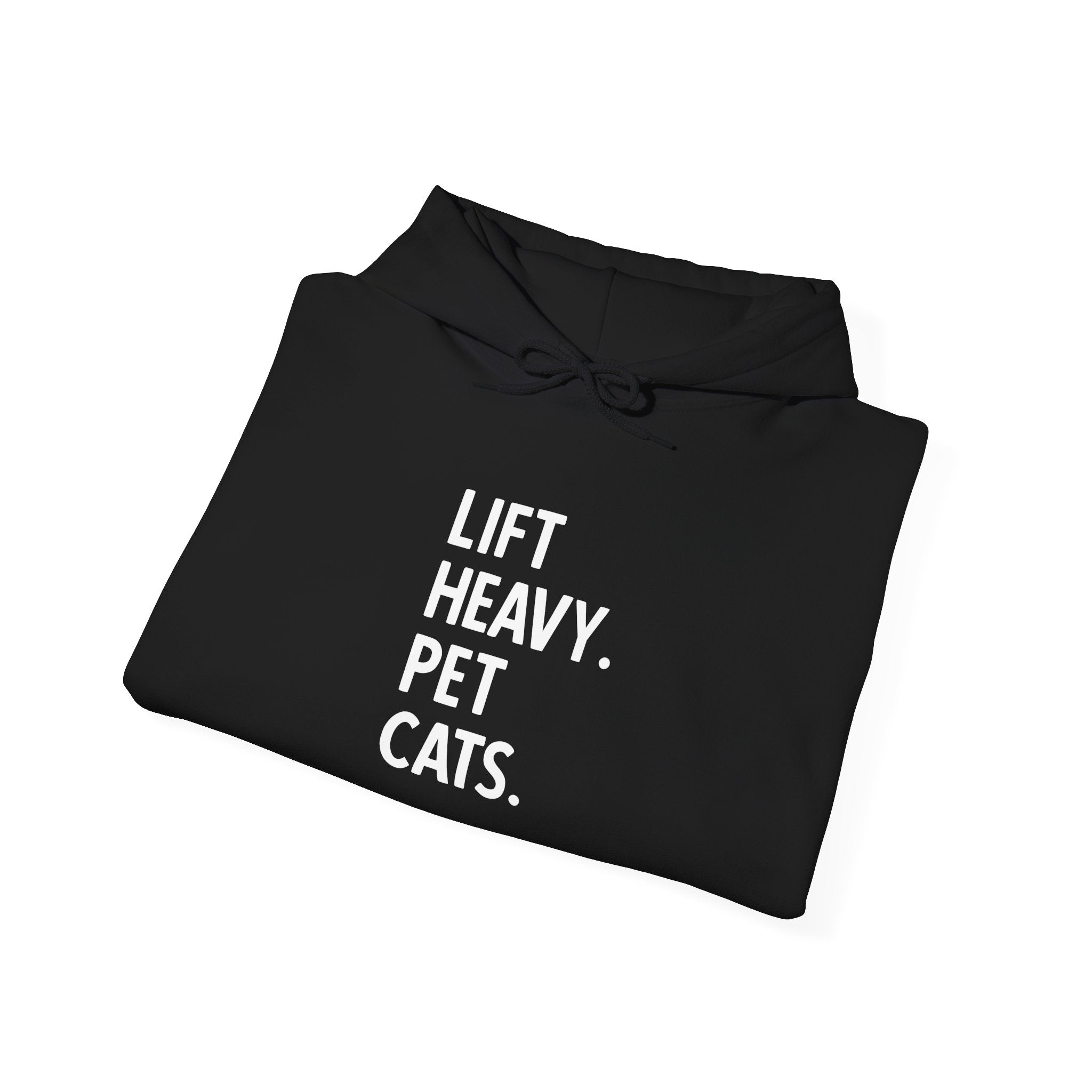 Lift Heavy Pet Cats - Unisex Heavy Blend Hooded Sweatshirt - White Logo