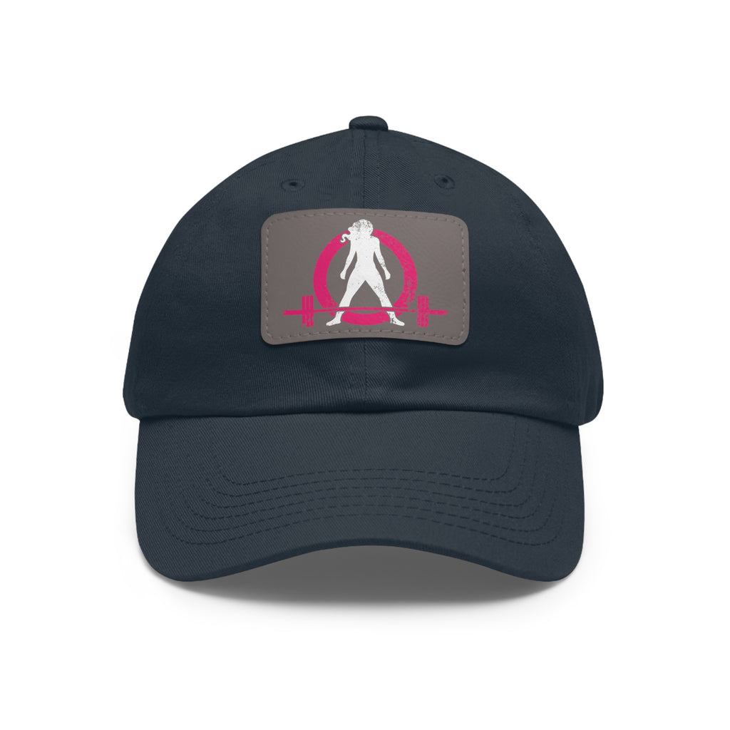Distressed - Dad Hat with Leather Patch (Rectangle) - Color Font