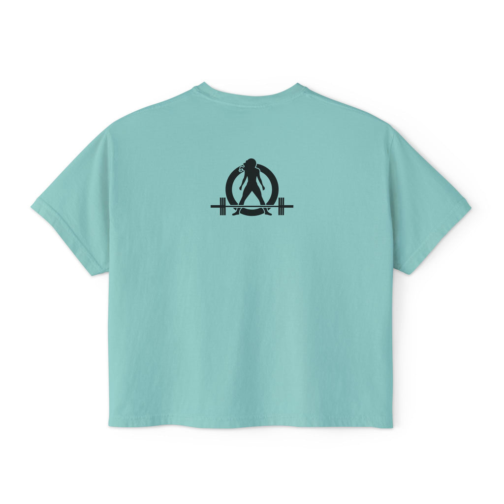 Strong Not Skinny - Women's Boxy Tee - Black Logo Front & Back