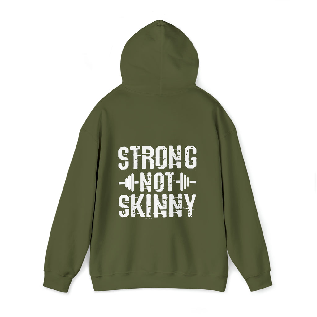 Strong Not Skinny - White Distressed Logo - Unisex Heavy Blend Hooded Sweatshirt