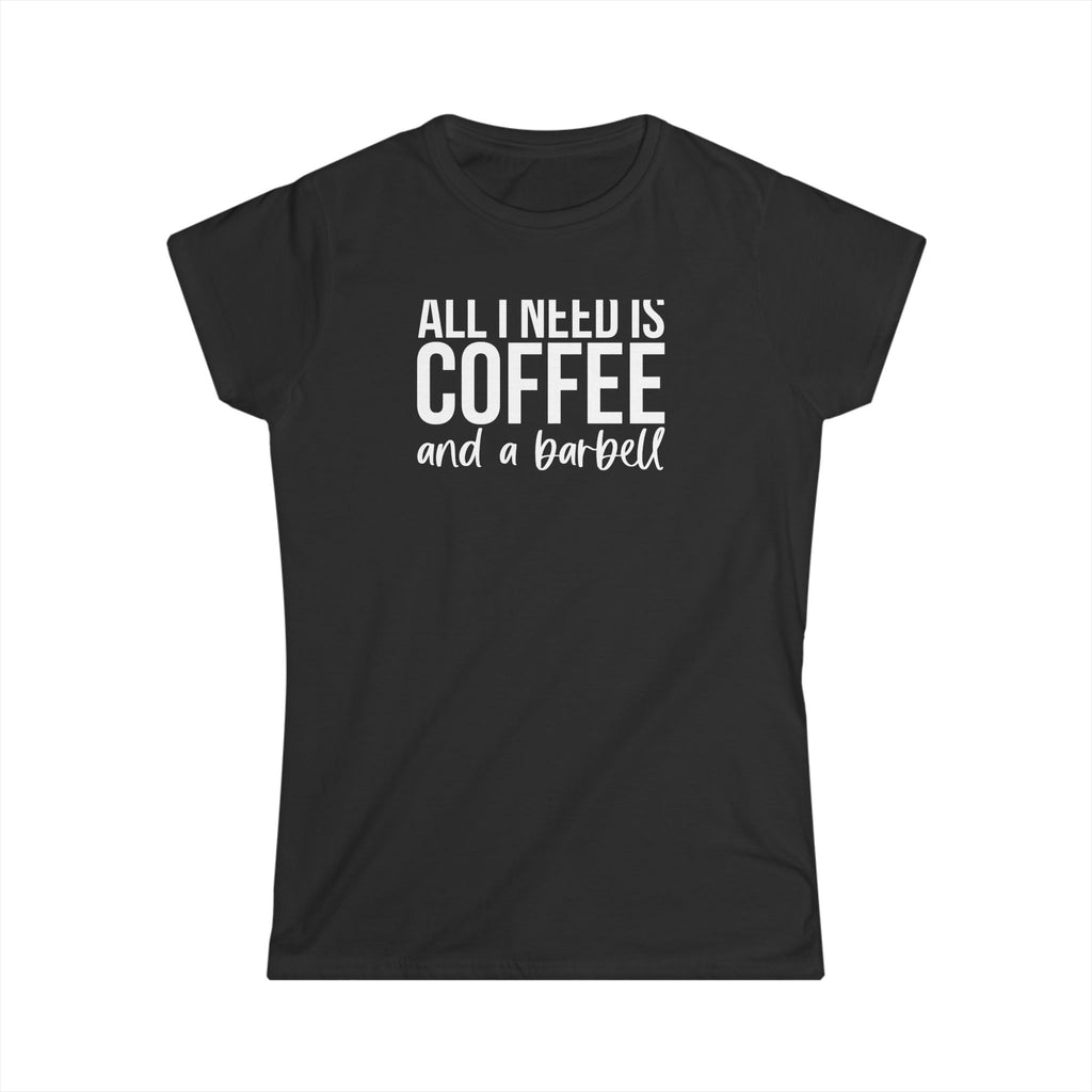 Coffee & A Barbell - Women's Softstyle Tee - Front Logo & Color Back