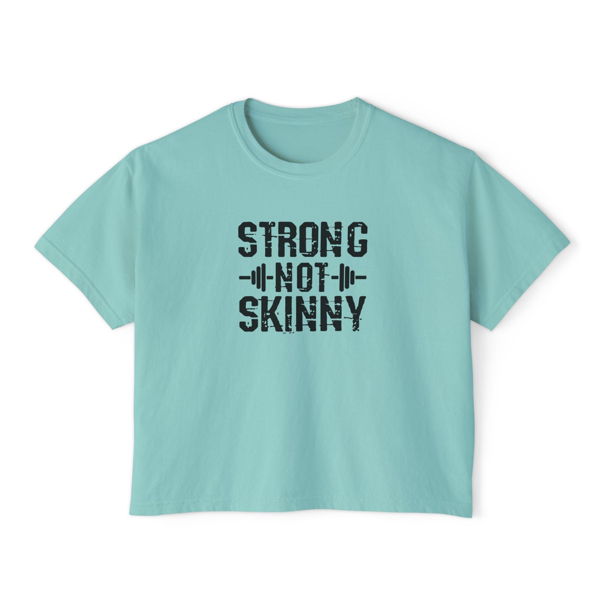 Strong Not Skinny - Women's Boxy Tee - Black Logo Front & Back
