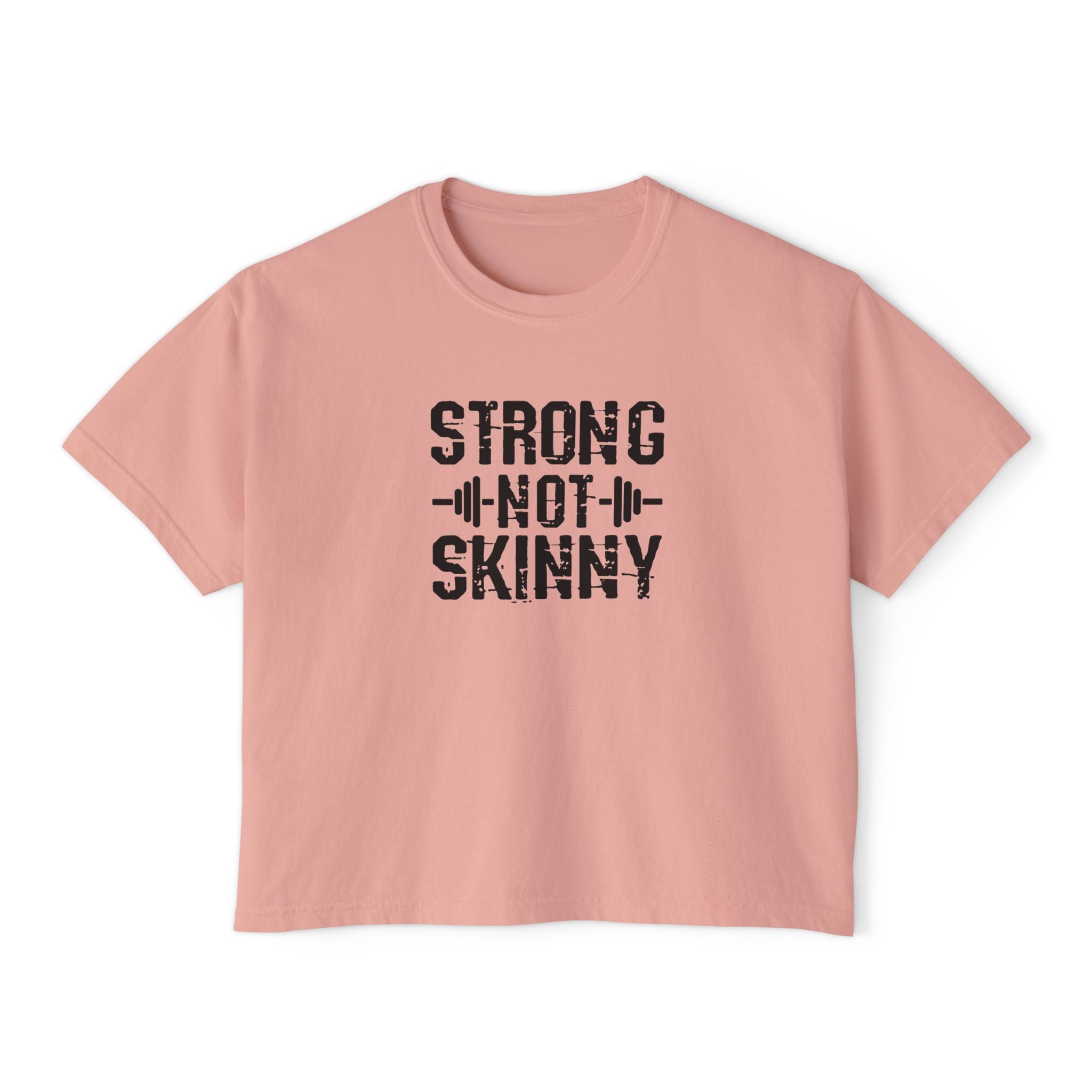 Strong Not Skinny - Women's Boxy Tee - Black Logo Front & Back