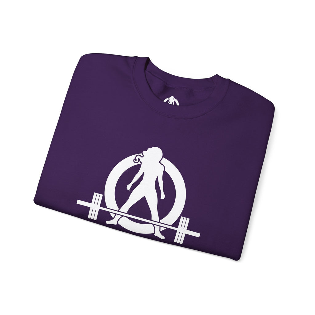 Workout To Burn Off The Crazy - Unisex Heavy Blend™ Crewneck Sweatshirt - Front White Logo - Front & Back Print