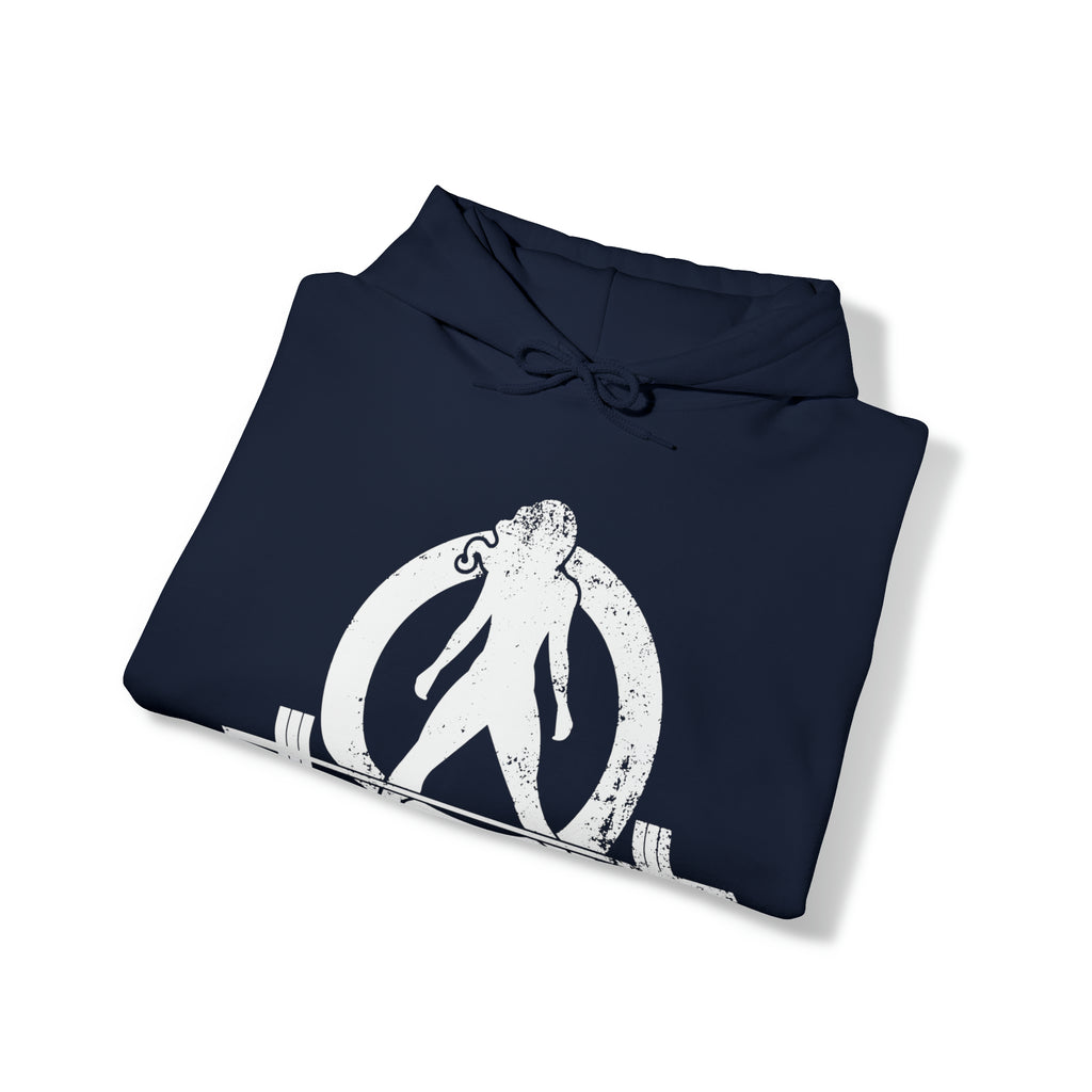 Strong Not Skinny - White Distressed Logo - Unisex Heavy Blend Hooded Sweatshirt