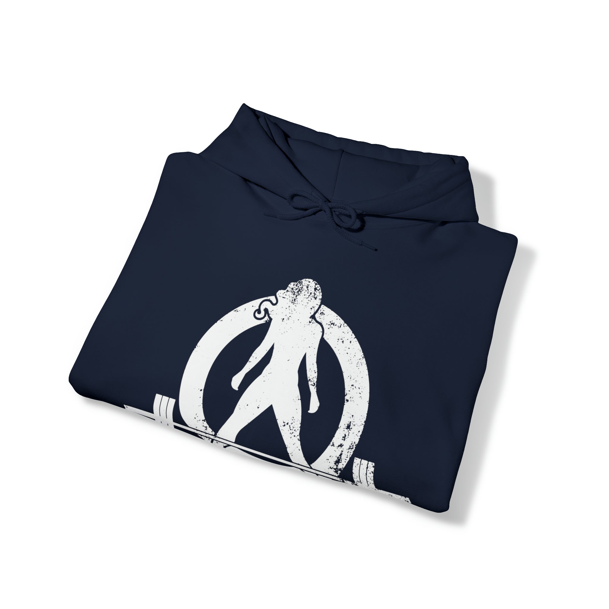 Strong Not Skinny - White Distressed Logo - Unisex Heavy Blend Hooded Sweatshirt
