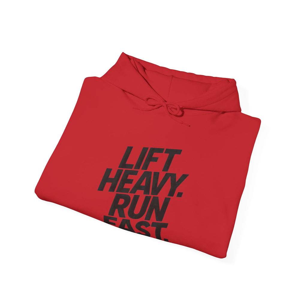 Lift Heavy Run Fast - Unisex Heavy Blend Hooded Sweatshirt  - Front Black Logo