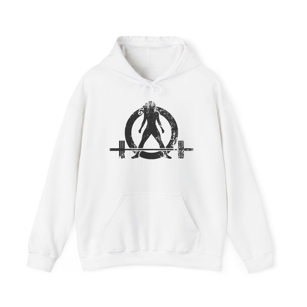 Kick Your Ass - Unisex Heavy Blend Hooded Sweatshirt  - Distressed White Logo Front & Back