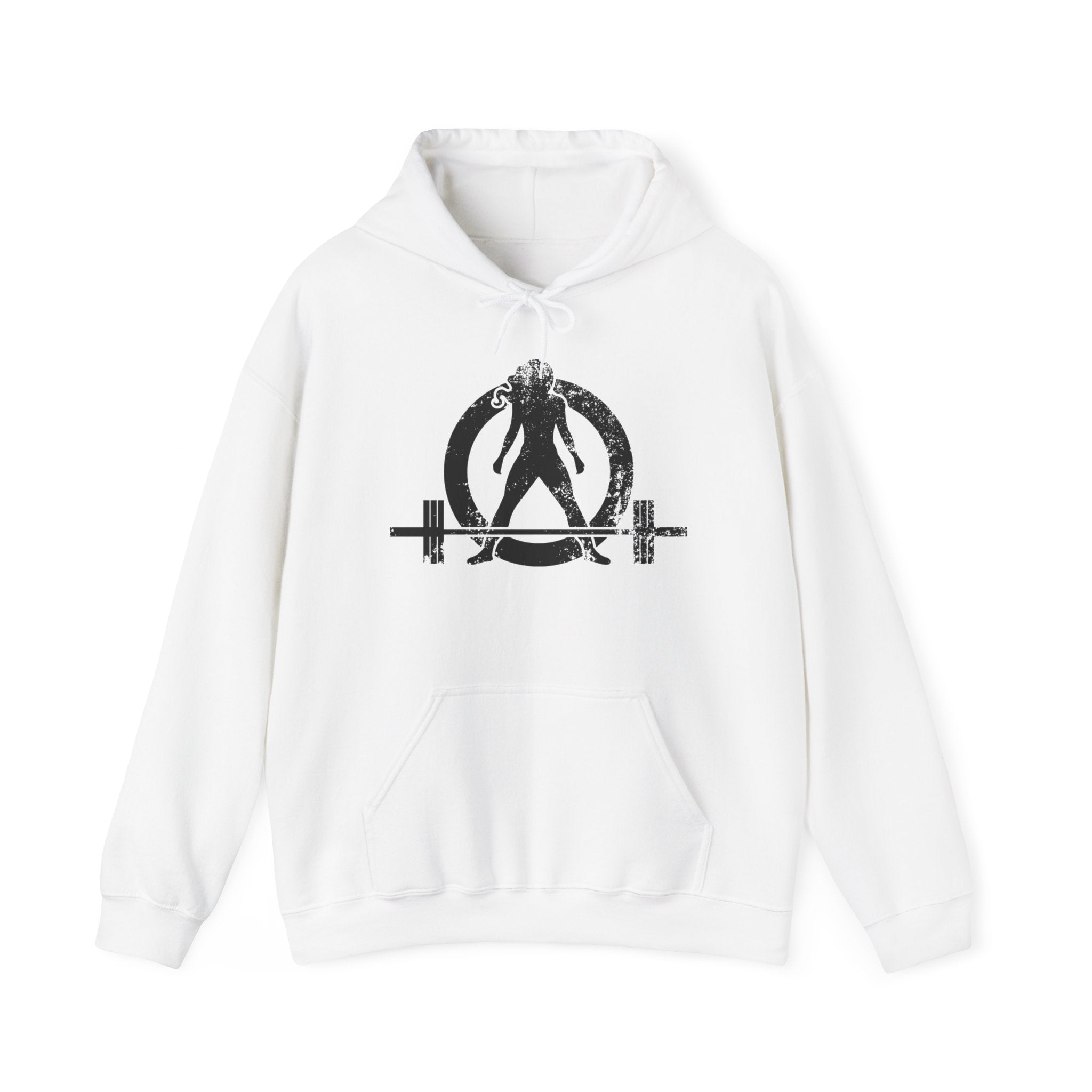 Kick Your Ass - Unisex Heavy Blend Hooded Sweatshirt  - Distressed White Logo Front & Back