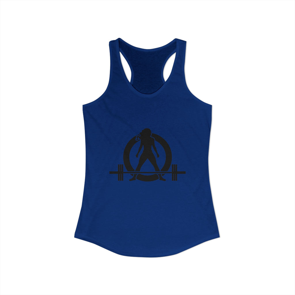 ALL I NEED IS Coffee and a barbell - Women's Ideal Racerback Tank - Dark Logo Front & Back