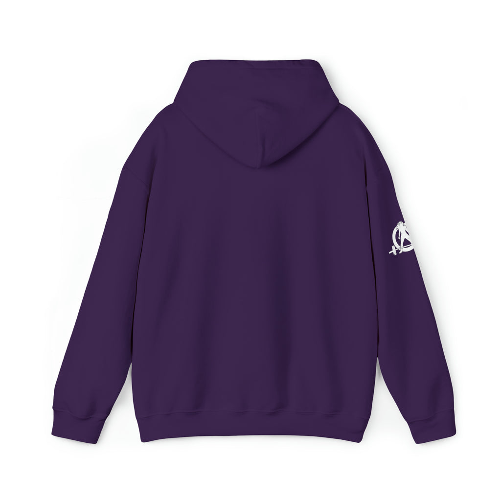 I Could Hip Thrust You - Unisex Heavy Blend Hooded Sweatshirt - White Distressed Logo on Front & Right Sleeve