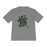 Lift Heavy Run Fast - Unisex Moisture Wicking Tee - Black Logo