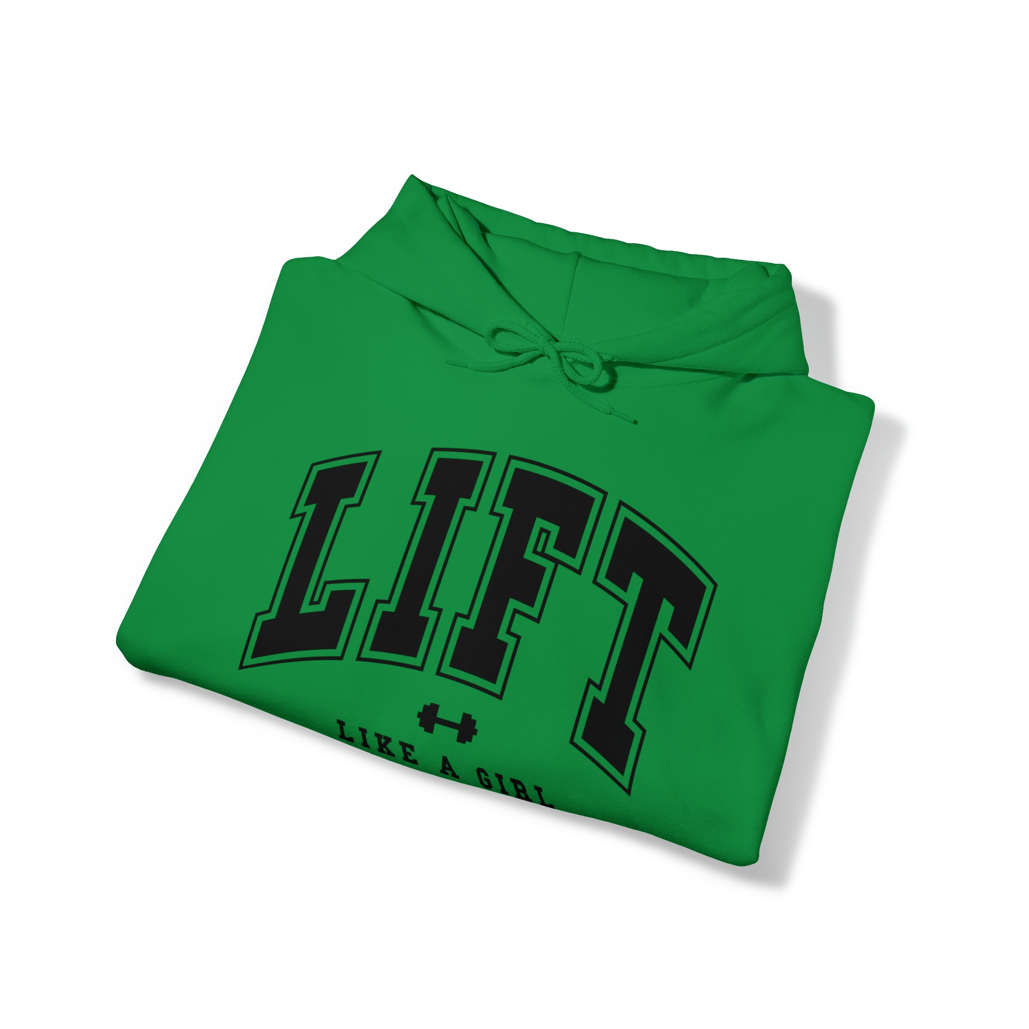 Lift Like.A Girl - Unisex Heavy Blend Hooded Sweatshirt - Black Logo on Front & Right Sleeve