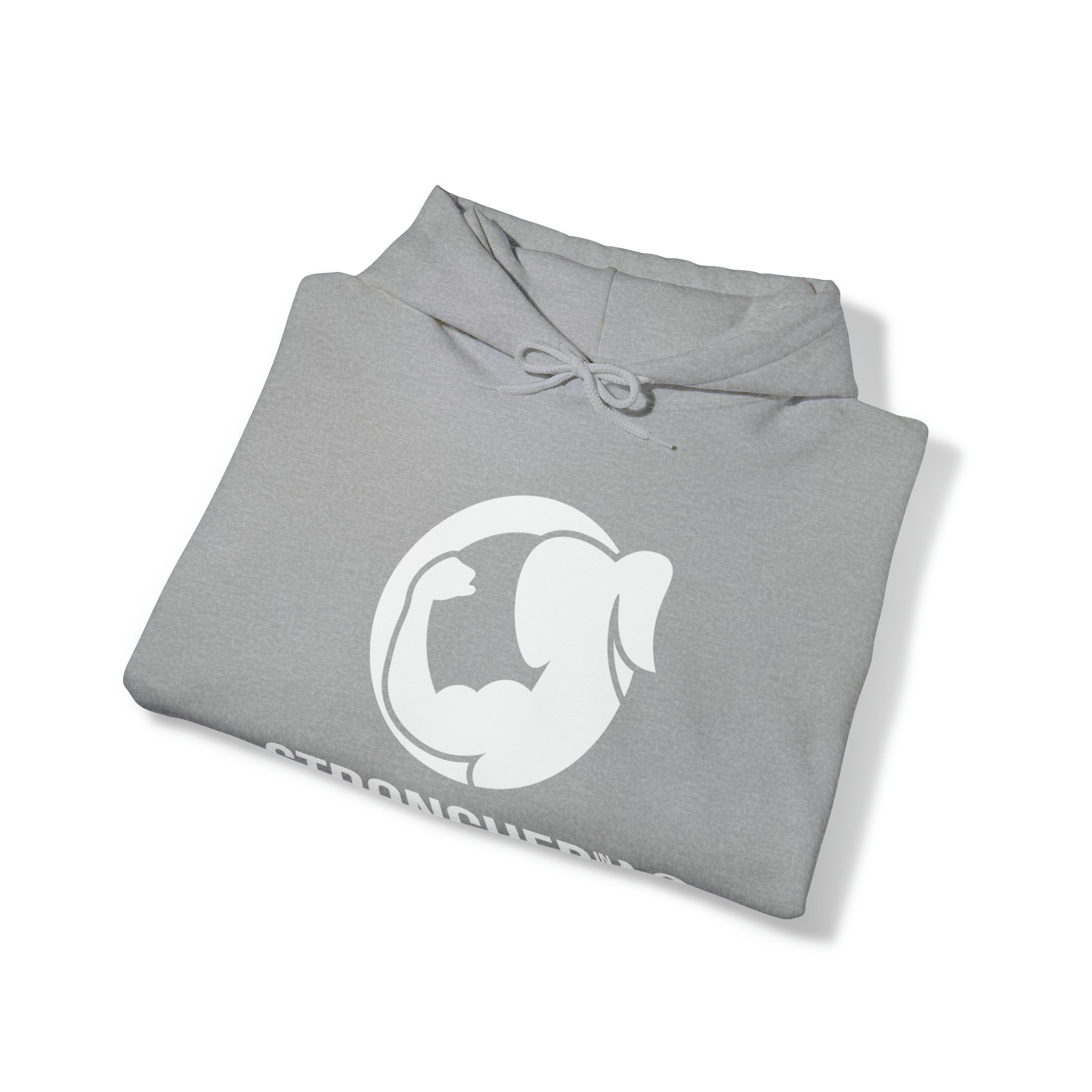 Strong Her in 42 - Classic Logo White - Unisex Heavy Blend Hooded Sweatshirt