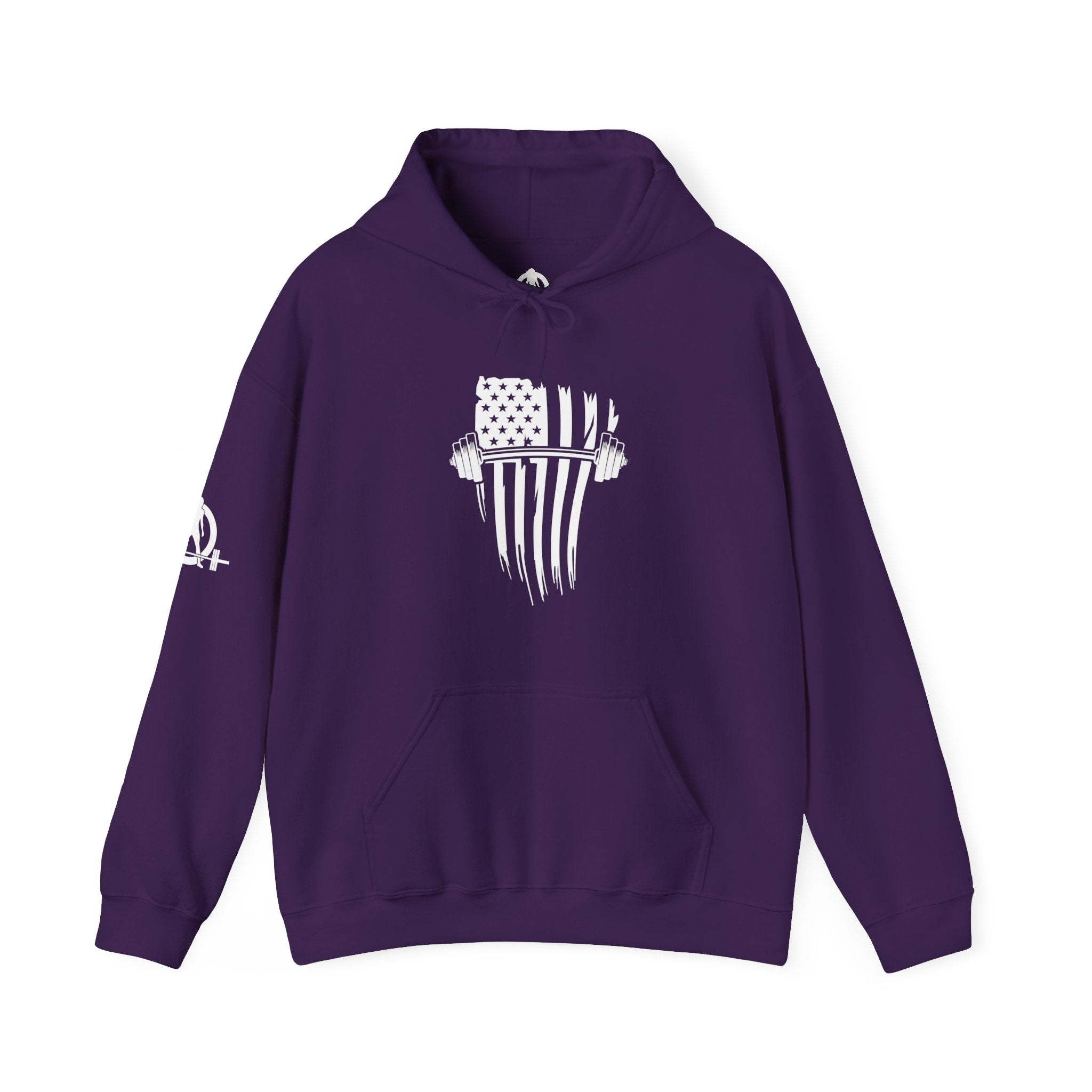 USA Barbell - Unisex Heavy Blend Hooded Sweatshirt  - Front White Logo