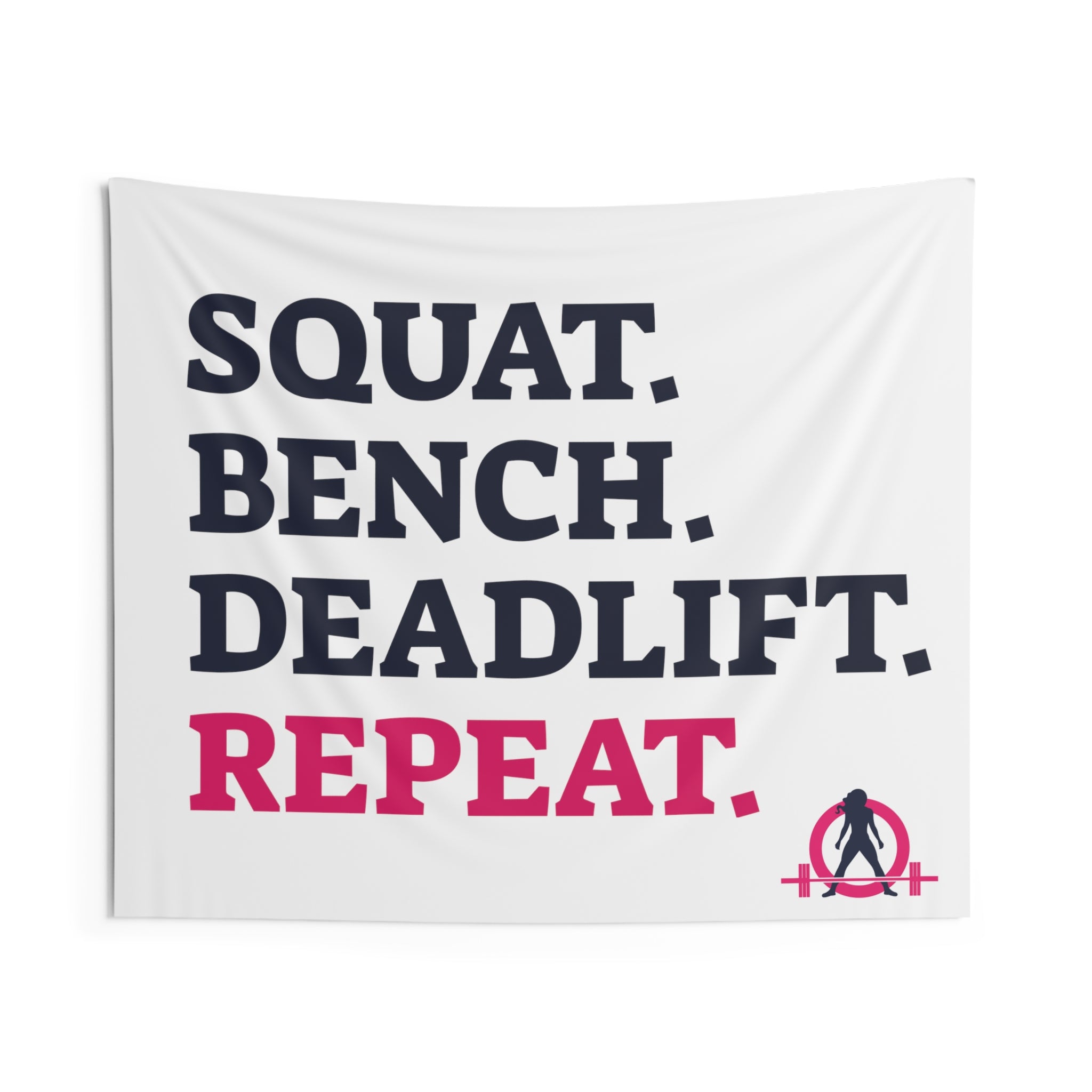 Squat Bench Deadlift Repeat - Indoor Wall Tapestries - White
