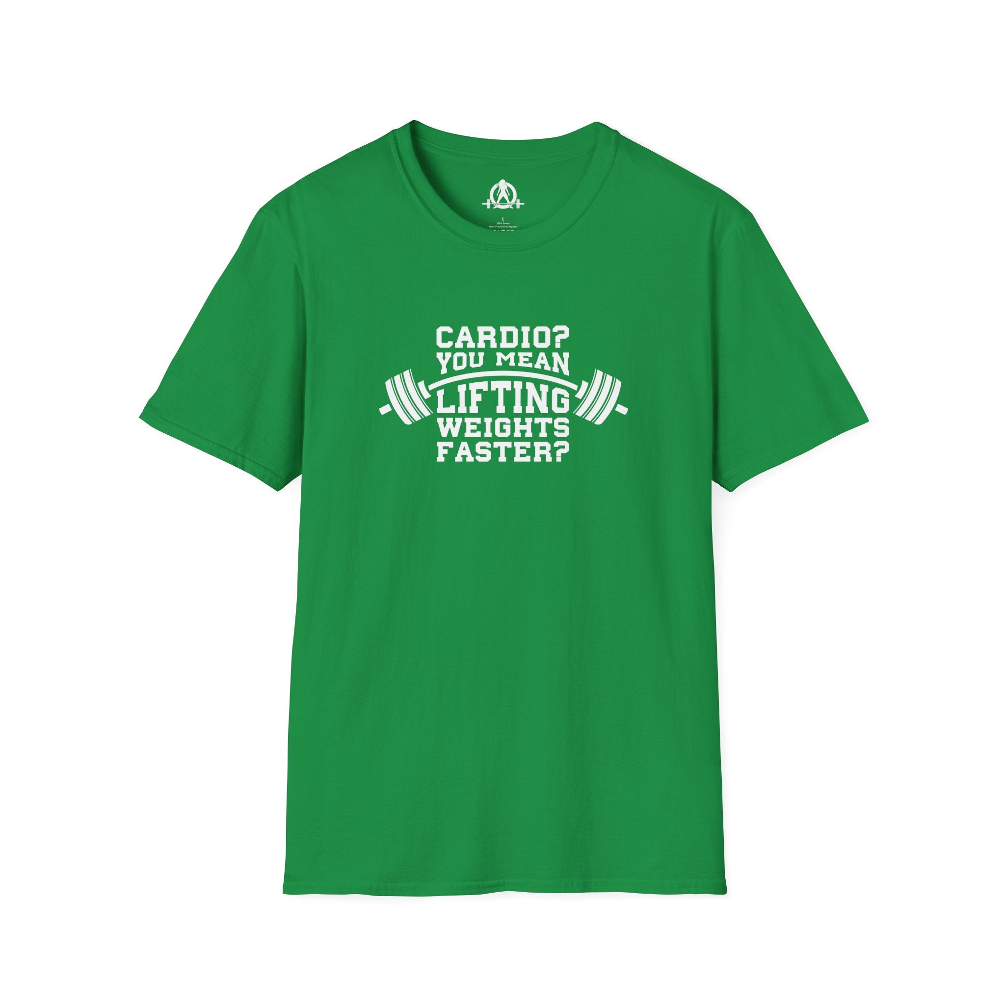 Cardio = Lift Weights Faster - Unisex Softstyle T-Shirt - Logo Front