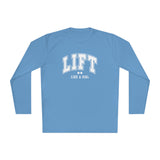 Lift Like A Girl - Unisex Lightweight Long Sleeve Tee - White Logo Plain Back