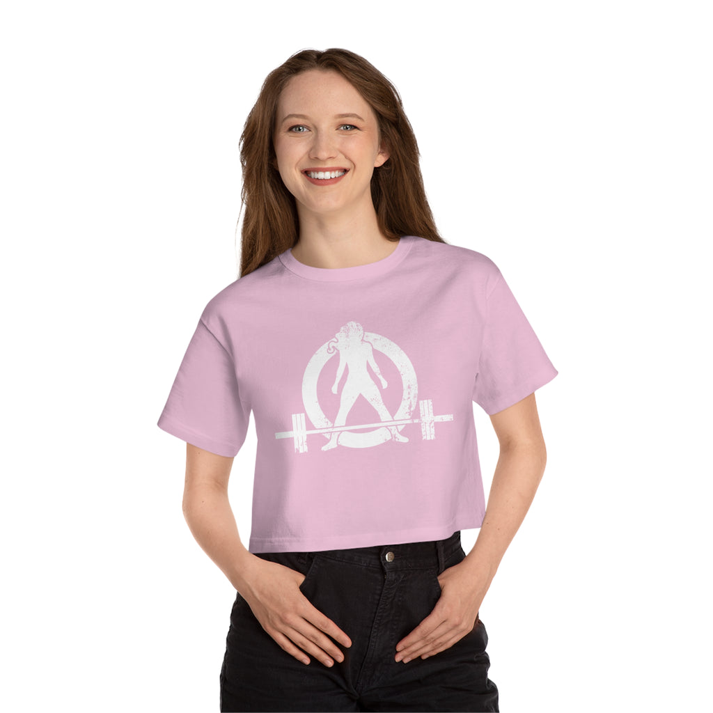 Champion Women's Heritage Cropped T-Shirt - Kick Your Ass White Distressed Logo