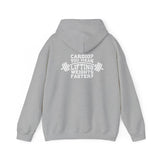 Cardio = Lift Weights Faster - Unisex Heavy Blend Hooded Sweatshirt - White Print on Front & Back