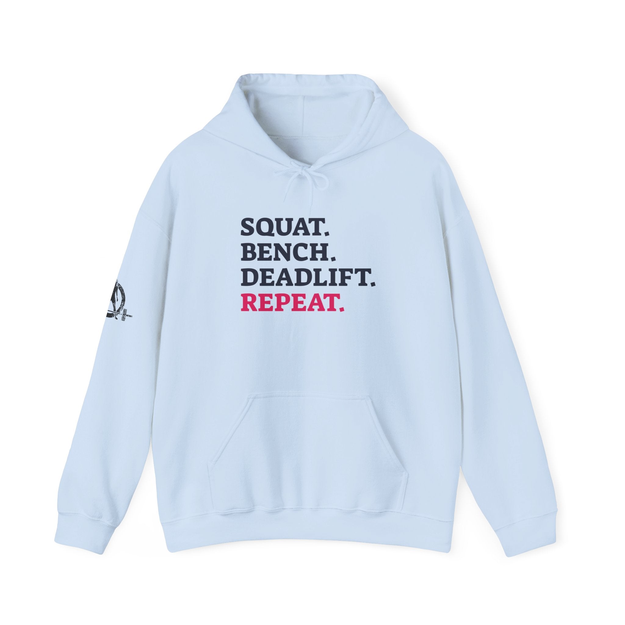 WWLW “Squat • Bench • Deadlift • Repeat” Hoodie - Front Logo Black