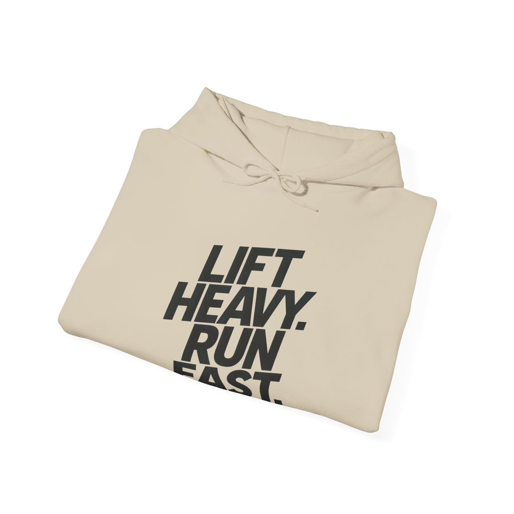 Lift Heavy Run Fast - Unisex Heavy Blend Hooded Sweatshirt  - Front Black Logo